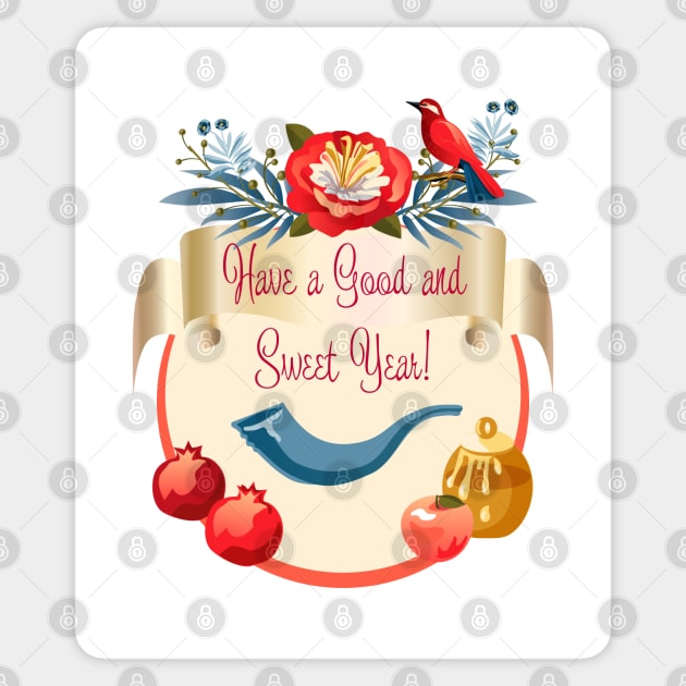 Happy Rosh Hashanah - Jewish New Year. Text Shana Tova! - Have a sweet year in Hebrew. Wishes text English Sticker by sofiartmedia